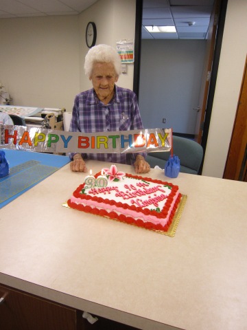  Mrs. Virginia Cline is the center of attention as her quilting class fetes her at her 90th birthday celebration.